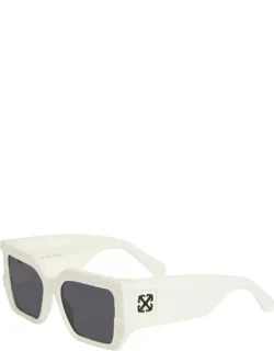 Sunglasses Square Full Rim, White Frame And Dark Grey Lens