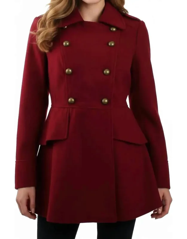 Double Breasted Military Peplum Coat
