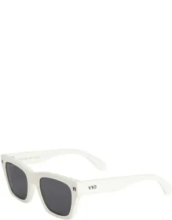 Sunglasses Square Full Rim, White Frame And Dark Grey Lens