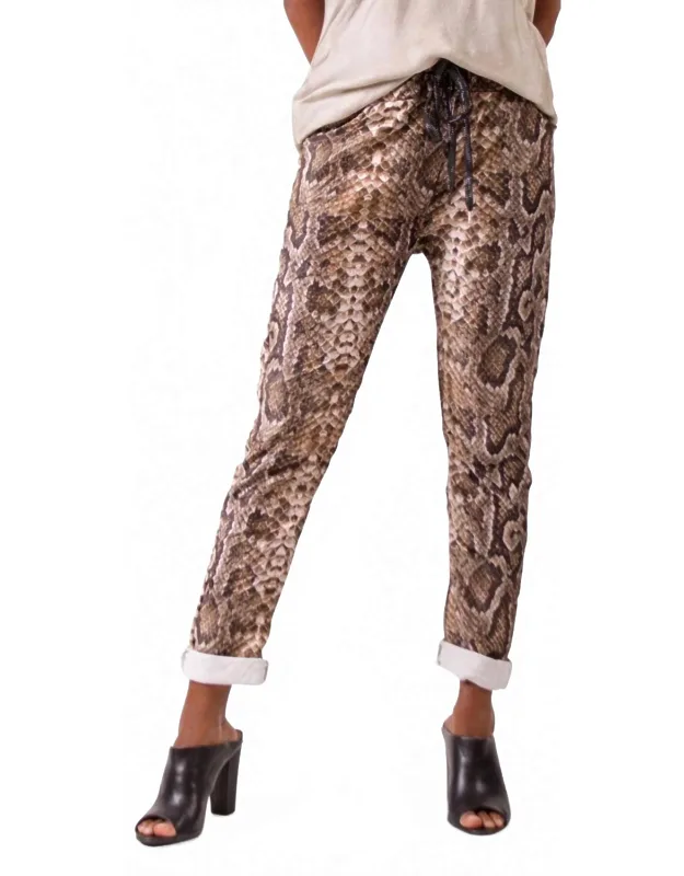 Snake Print Tie-waist Pants