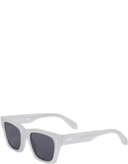 Sunglasses Square Full Rim, White Frame And Dark Grey Lens