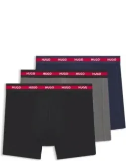 Three-pack Of Branded Boxer Briefs In Stretch Cotton - Patterned Underwear