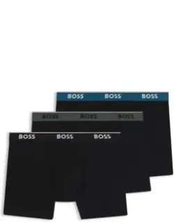 Three-pack Of Logo-waistband Boxer Briefs In Stretch Cotton - Patterned Underwear