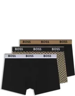 Three-pack Of Logo-waistband Trunks In Stretch Cotton - Patterned Underwear