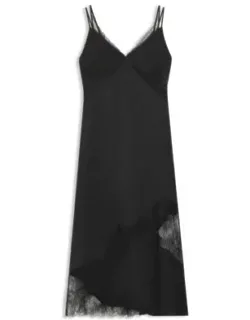 Lace-detail Slip Dress In Soft Sateen