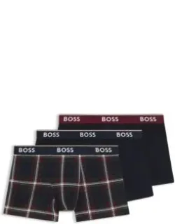 Three-pack Of Logo-waistband Trunks In Stretch Cotton - Patterned Underwear