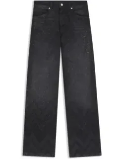 Wide-leg Jeans In Crystal-embellished Denim