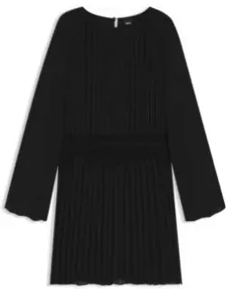 Smocked-waistband Dress With Plissé Pleats