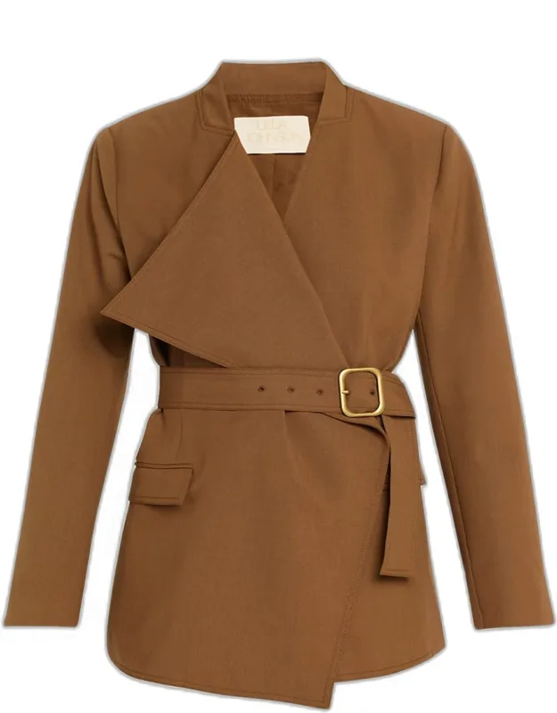 Draped Blazer Jacket With Belt