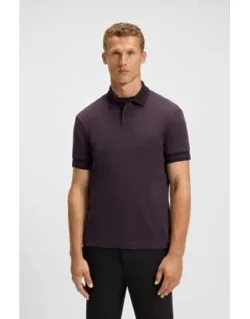 Stripe-cuff Polo Shirt In Interlock Cotton