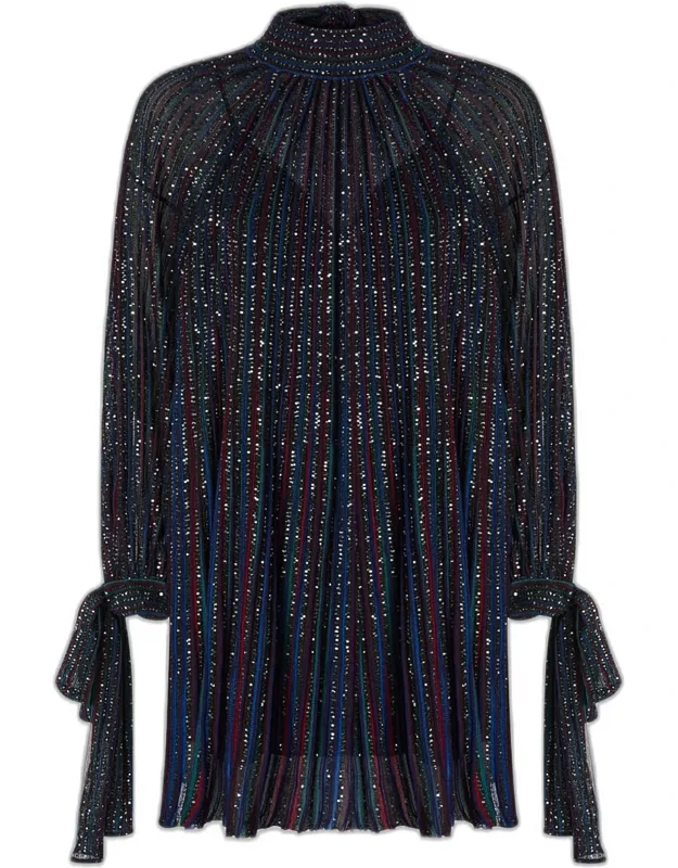 Striped Long-sleeve Mini Dress
