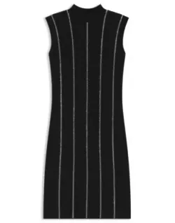 Bodycon Dress With Rhinestone Stripes