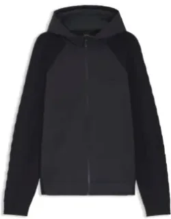 Zip-up Hoodie With Tonal Textured Jacquard