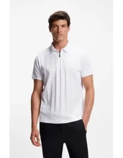 Jacquard-pattern Polo Shirt In Mercerised Cotton