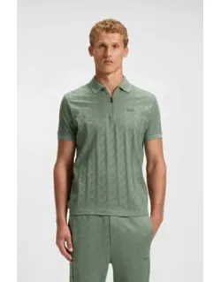 Jacquard-pattern Polo Shirt In Mercerised Cotton