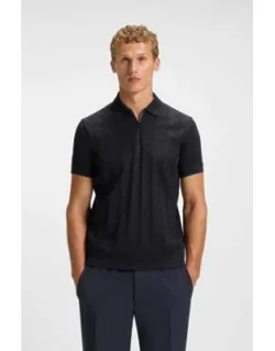 Jacquard-pattern Polo Shirt In Mercerised Cotton