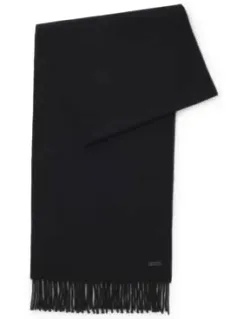 Wool Scarf With Faux-leather Logo Patch