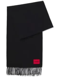 Twisted-fringe Scarf In Wool Twill