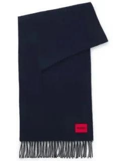 Twisted-fringe Scarf In Wool Twill