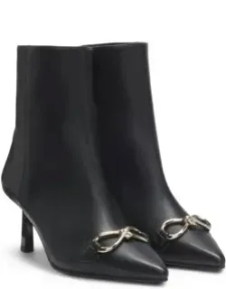 Hardware-trim Ankle Boots In Faux Leather