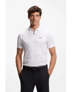 Printed-pattern Slim-fit Polo Shirt In Cotton Jersey