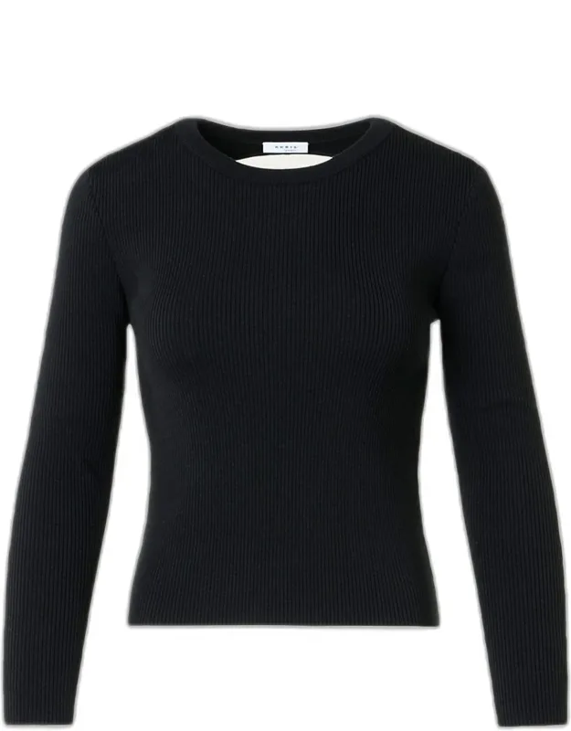 Back-cutout Rib Knit Sweater