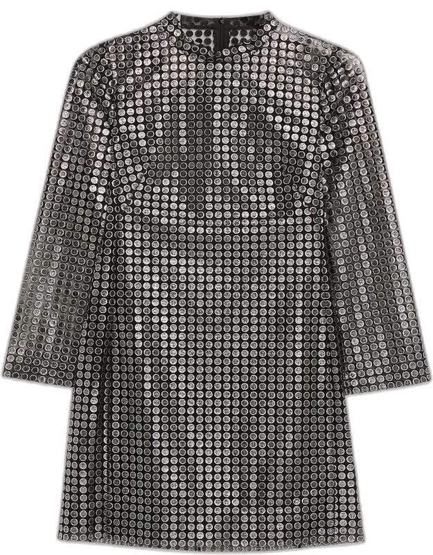 Metallic Dot-embroidered Tulle Mini Dress