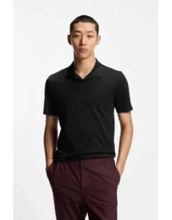 Johnny-collar Slim-fit Polo Shirt In Stretch Cotton