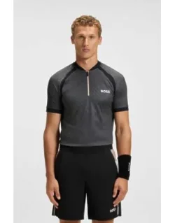 Mesh-jersey Slim-fit Polo Shirt With Zip Neck