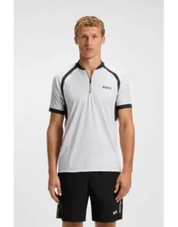 Mesh-jersey Slim-fit Polo Shirt With Zip Neck