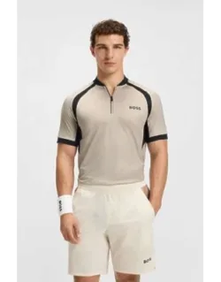 Mesh-jersey Slim-fit Polo Shirt With Zip Neck