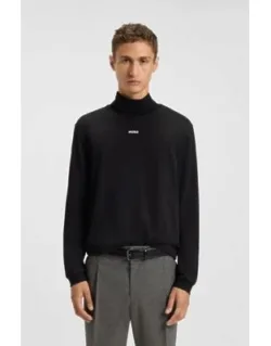 Rollneck Cotton T-shirt With Logo