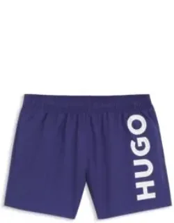 Swim Shorts With Vertical Logo Print