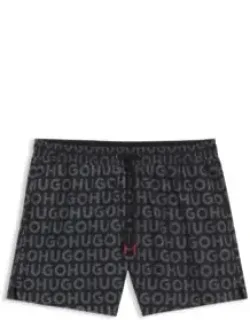 Drawcord Swim Shorts With Logo Print
