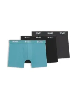 Three-pack Of Logo-waistband Boxer Briefs In Stretch Cotton - Patterned Underwear