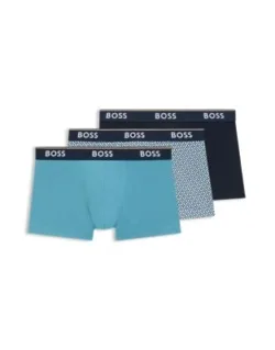 Three-pack Of Logo-waistband Trunks In Stretch Cotton - Patterned Underwear