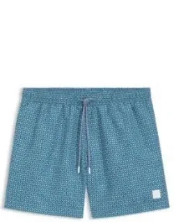 Swim Shorts With Logo Badge And Print