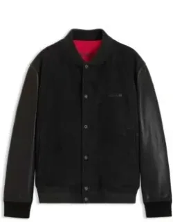 Leather-sleeve Jacket In Suede