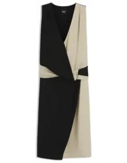 Wrap-front Dress With Colour-blocking