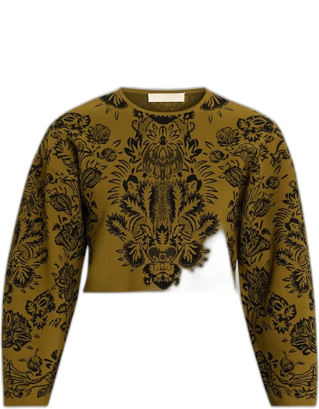 Jacquard Knit Crop Sweater