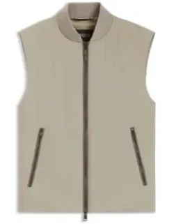 Tonal-binding Gilet With Water-repellent Finish
