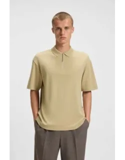 Zip-placket Polo Shirt In A Cotton Blend