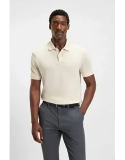 Cotton Polo Shirt With Herringbone Structure