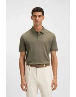 Cotton Polo Shirt With Herringbone Structure