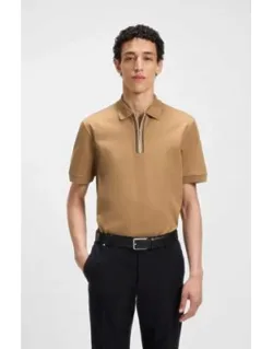 Zip-placket Polo Shirt In Mercerised Cotton