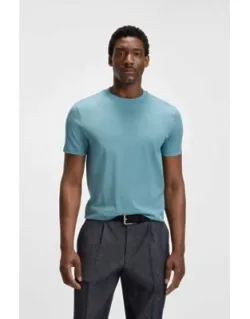 Geometric-jacquard T-shirt In Mercerised Cotton