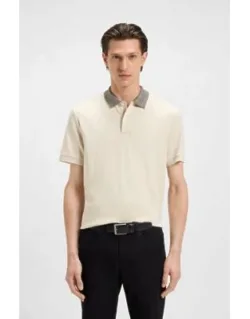 Patterned-collar Polo Shirt In Pima Cotton