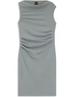 Asymmetric-neckline Dress In A Cotton Blend