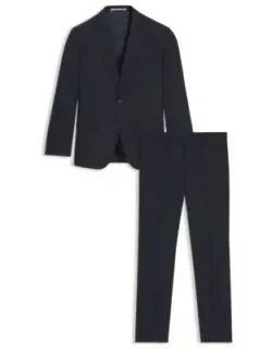 Micro-patterned Slim-fit Suit In Stretch Wool