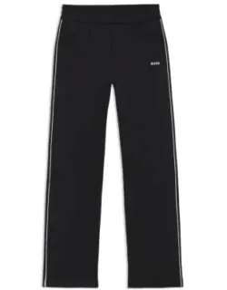 Straight-fit Tracksuit Bottoms With Contrast Piping And Logo